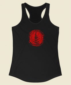 Red Moon Fern Graphic 80s Racerback Tank Top