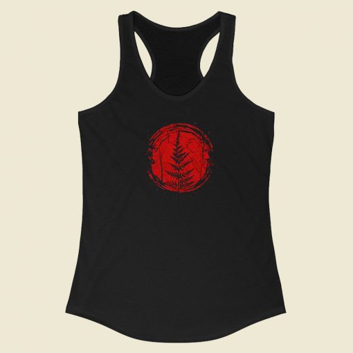 Red Moon Fern Graphic 80s Racerback Tank Top