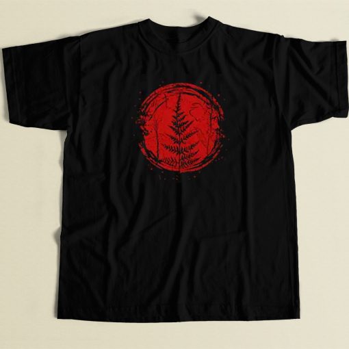 Red Moon Fern Graphic 80s T Shirt Style