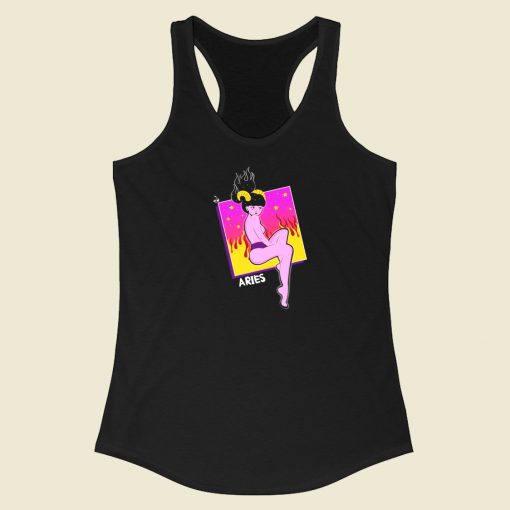 Sexy Aries Zodiac 80s Racerback Tank Top