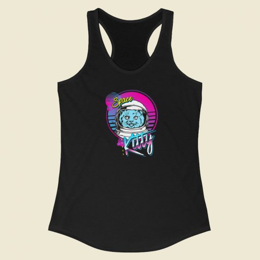 Space Kitty Astronaut 80s Racerback Tank Top