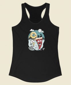 Spooky Night Pizza Funny 80s Racerback Tank Top