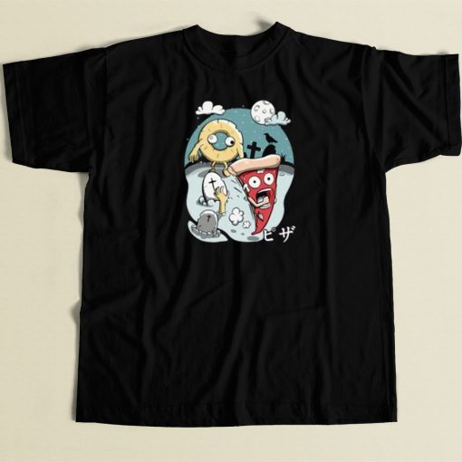 Spooky Night Pizza Funny 80s T Shirt Style