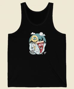 Spooky Night Pizza Funny 80s Tank Top