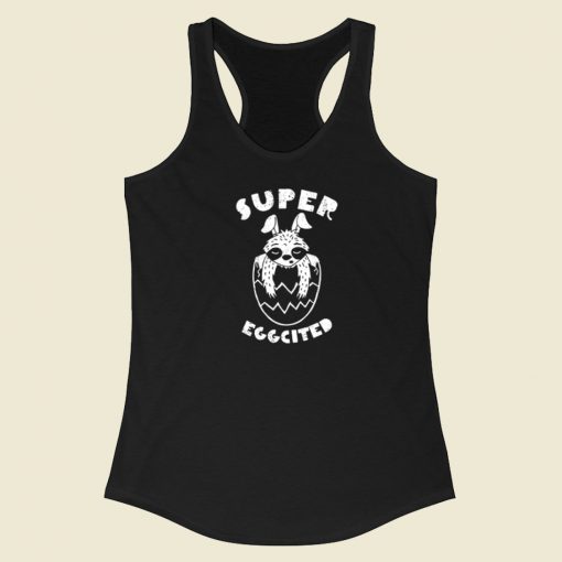 Super Eggcited Lazy Sloths 80s Racerback Tank Top