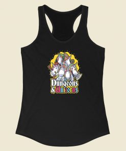 Unicorns Dungeon Funny 80s Racerback Tank Top