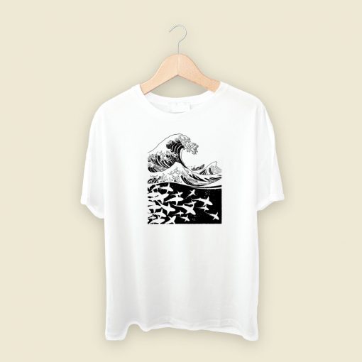 Wave Of Sharks 80s T Shirt Style