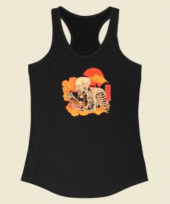 Yokai Ramen And Cats 80s Racerback Tank Top