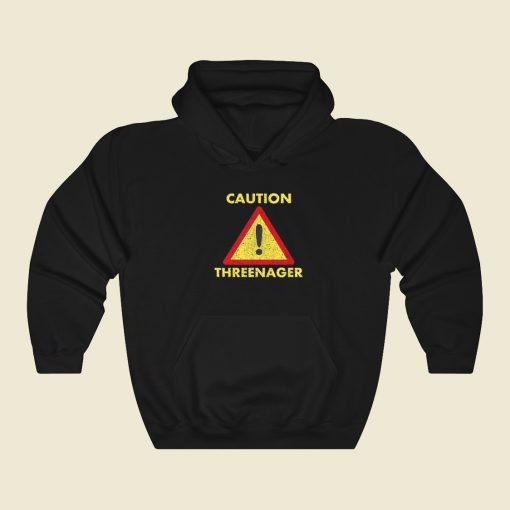 Kids Caution Threenager Hoodie Style