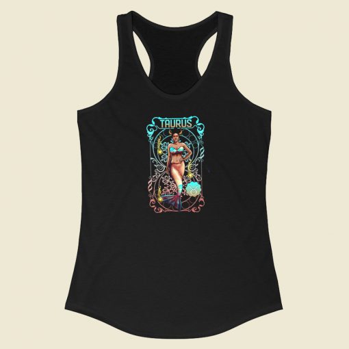 Taurus Black Mermaid Racerback Tank Top