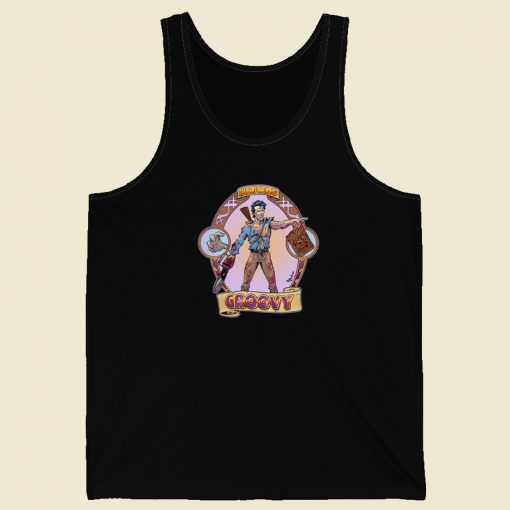 Ash From Evil Dead Groovy Tank Top On Sale