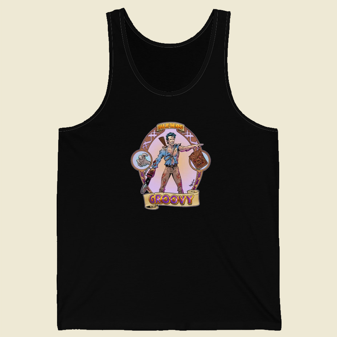 Ash From Evil Dead Groovy Tank Top On Sale | Grltee.com