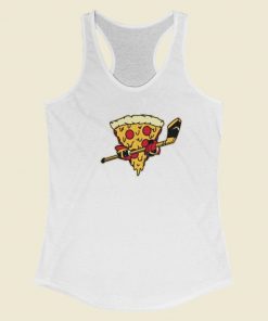 Pizza Ice Hockey Funny Racerback Tank Top