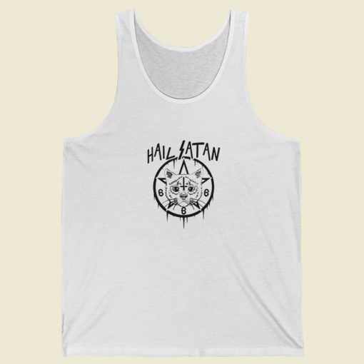 Hail Satan Cat 666 Tank Top On Sale