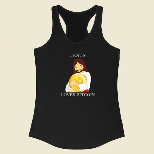 Jesus Love Bitcoin Racerback Tank Top On Sale