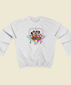 Mickey And Minnie Heart Shaped Ski Sweatshirts Style