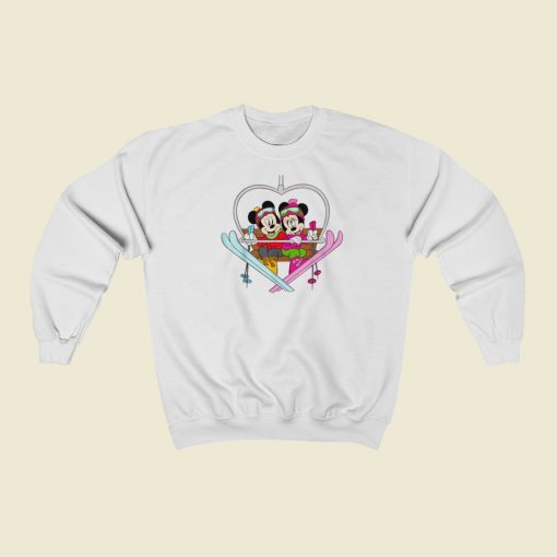 Mickey And Minnie Heart Shaped Ski Sweatshirts Style