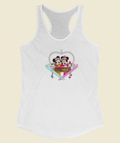 Mickey And Minnie Heart Shaped Ski Racerback Tank Top