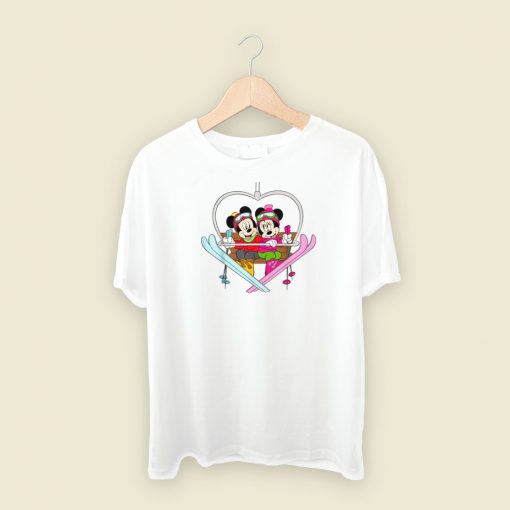 Mickey And Minnie Heart Shaped Ski T Shirt Style