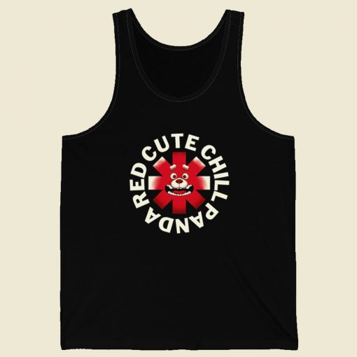 Red Cute Chill Panda Tank Top On Sale