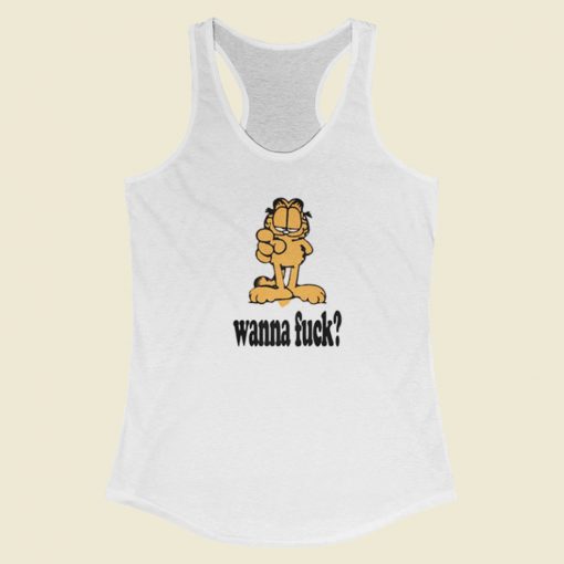 Garfield Wanna Fuck Racerback Tank Top