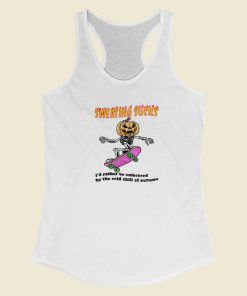 Sweating Sucks Pumpkin Skateboard Racerback Tank Top