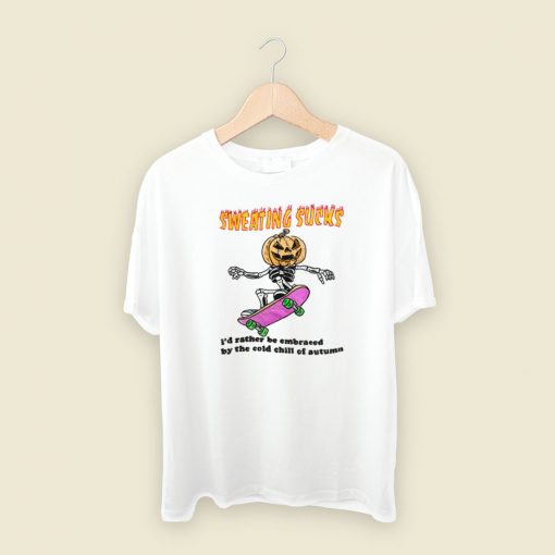 Sweating Sucks Pumpkin Skateboard T Shirt Style