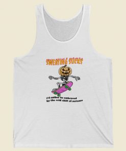 Sweating Sucks Pumpkin Skateboard Tank Top On Sale