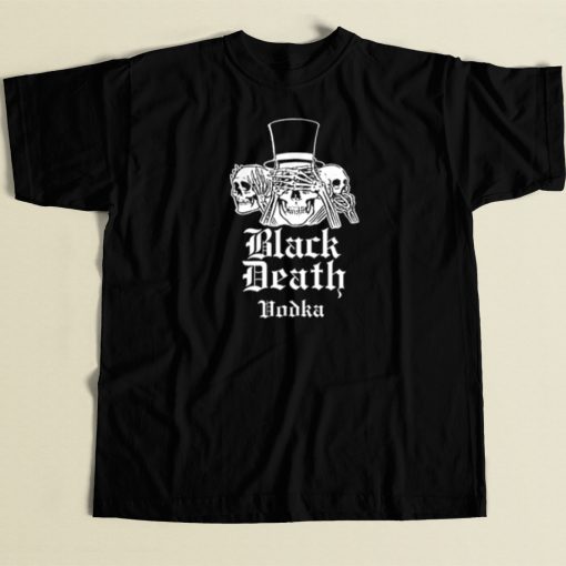 Black Death Vodka Skull T Shirt Style