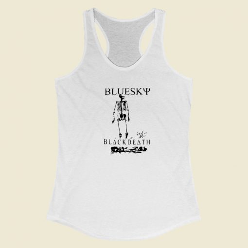 Blue Sky Black Death Skeleton Racerback Tank Top