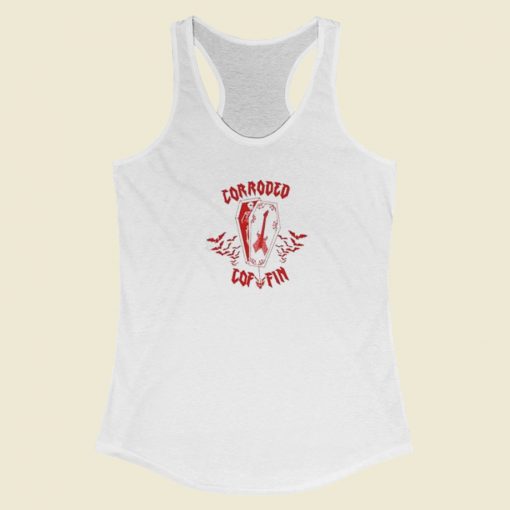 Corroded Coffin Graphic Racerback Tank Top