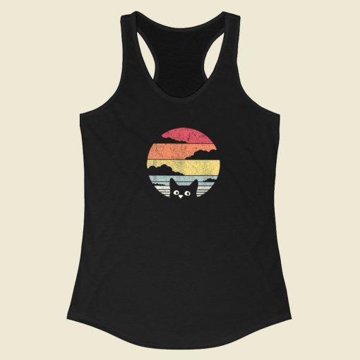 Cat Hiding Retro Funny Racerback Tank Top