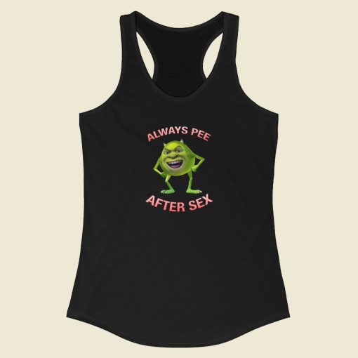 Mike Says Pee After Sex Racerback Tank Top