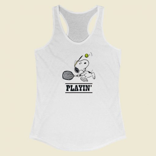 Snoopy Playing Tennis Racerback Tank Top