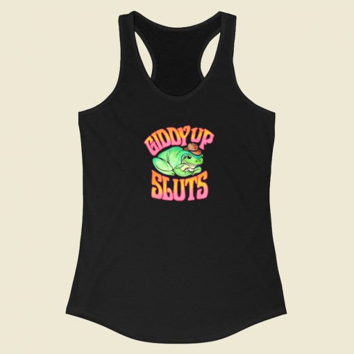 Giddy Up Sluts Cowboy Frog Racerback Tank Top